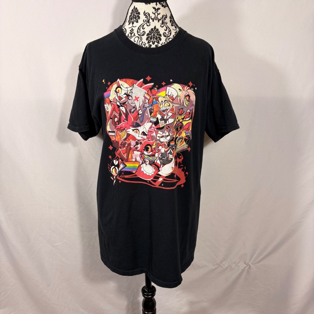 Hazbin Hotel Pride Cast Heart Graphic T-Shirt Black Hot Topic Medium